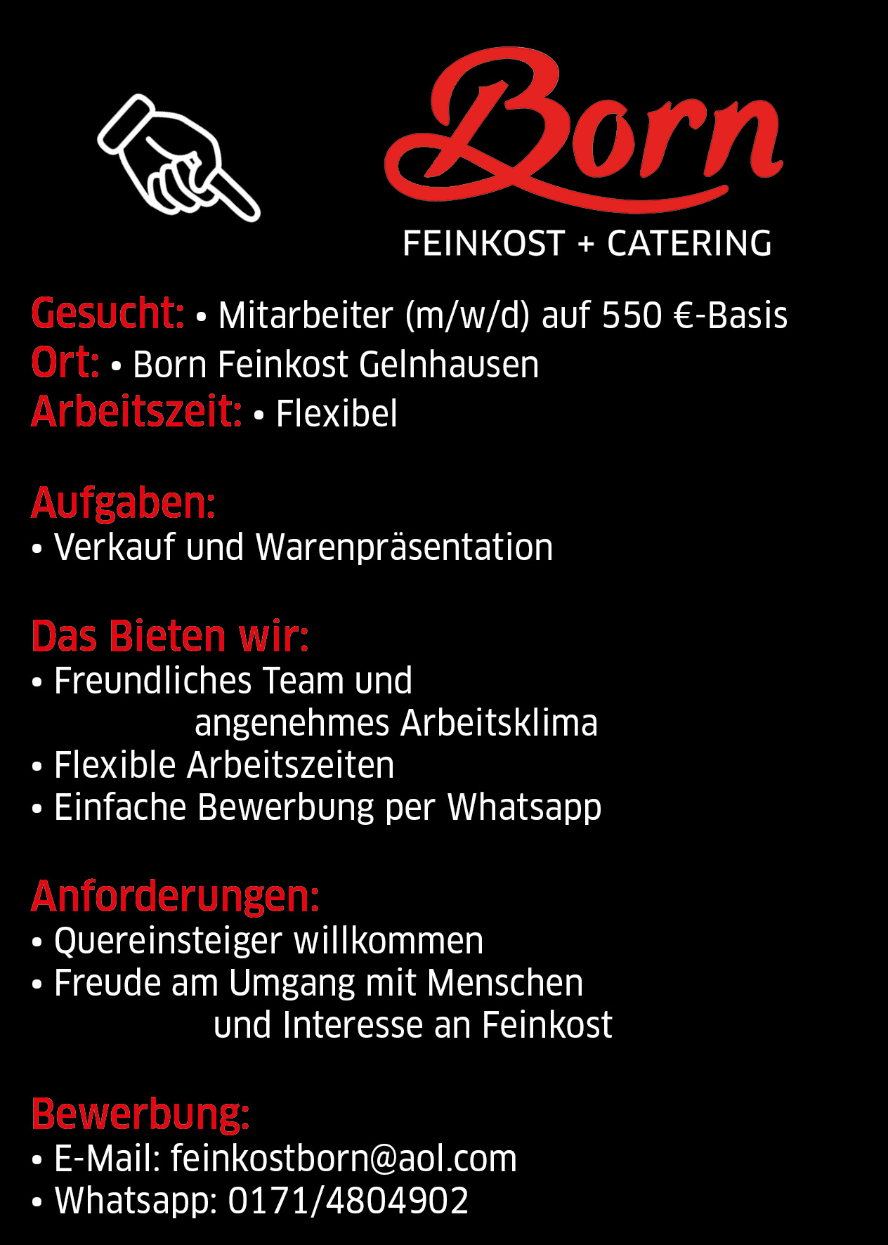 Feinkost Born Stellenanzeige